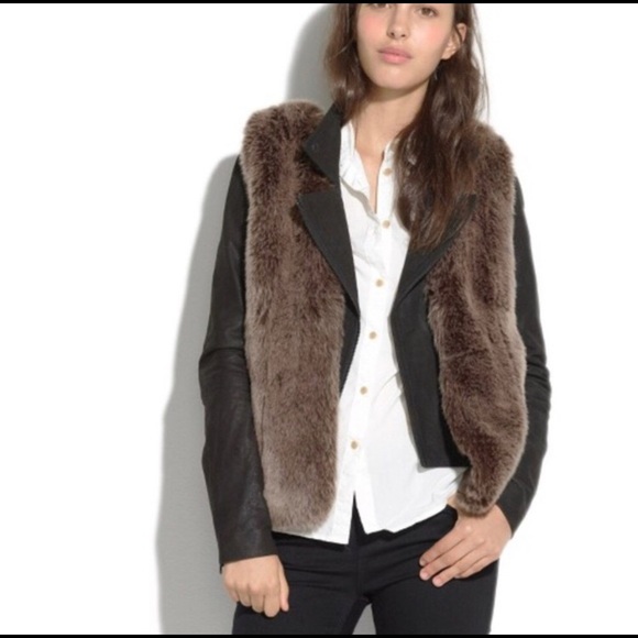 Madewell Jackets & Blazers - Madewell Brown and Black Fur Vest Jacket